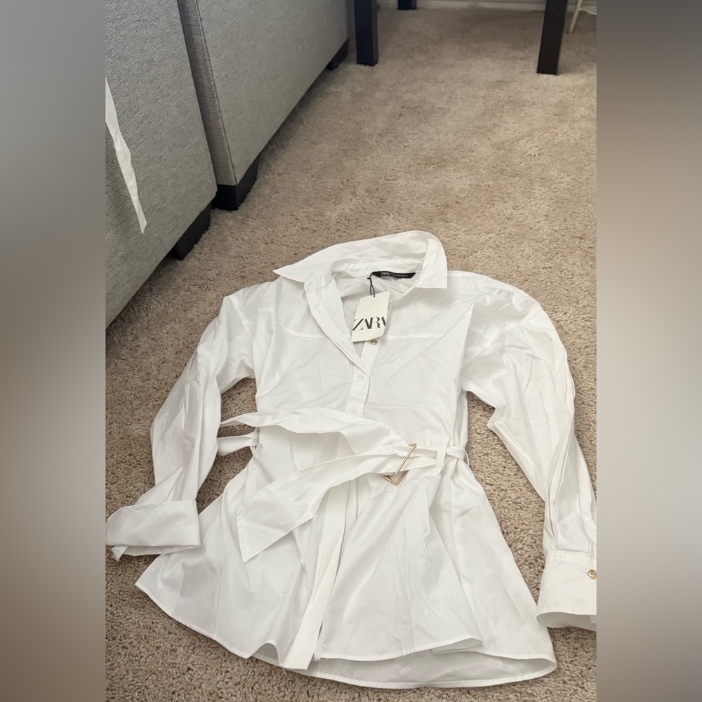 Zara Crisp White Collared Shirt